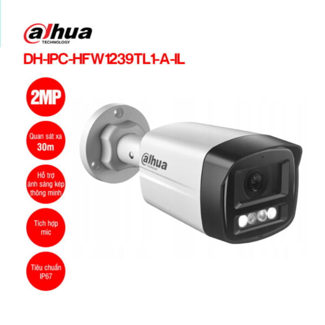 DH-IPC-HFW1239TL-A-IL (1) Dahua DH-IPC-HFW1239TL-A-IL – 2MP Dual Light Bullet Network Camera - Image 1