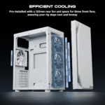 daWg V Series 211 Mid-Tower Gaming Cabinet (White) – Sleek Design with Superior Storage