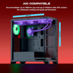 daWg X Series 520 Mid-Tower Gaming Cabinet (Black) – 4 ARGB Fans, Wraparound Glass - Image 3