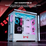 daWg X Series 540 Full-Tower Gaming Cabinet (White) – 4 ARGB Fans, Glass Panel, AIO Support - Image 2