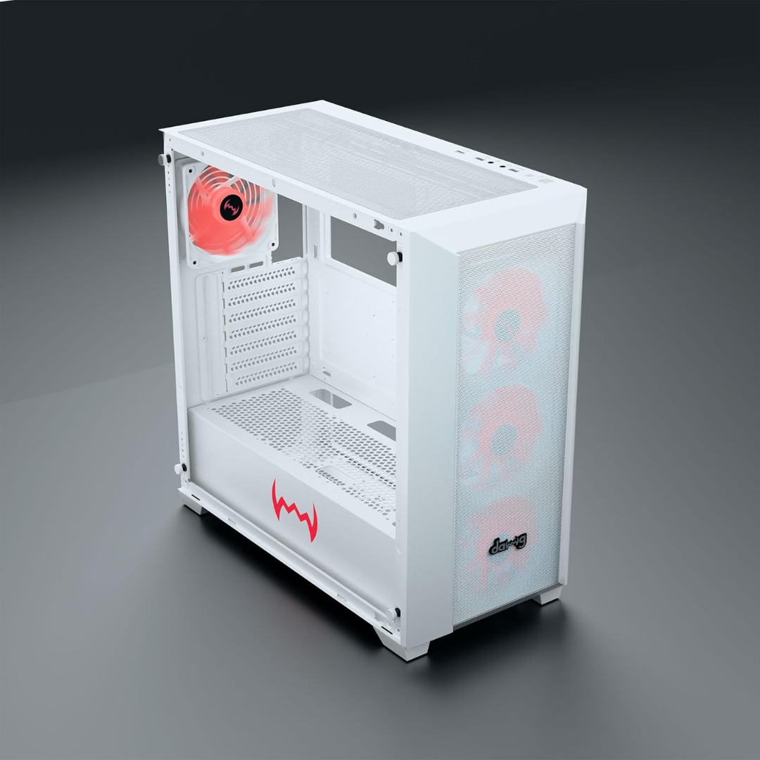 X SERIES 540 CABINET-DAWG-WHITE daWg X Series 540 Full-Tower Gaming Cabinet (White) – 4 ARGB Fans, Glass Panel, AIO Support - Image 1