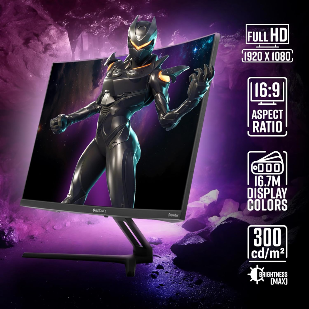ZEB LED 27 S27B (180HZ) (3) Zebronics ZEB-S27B 27” Curved 180Hz FHD Gaming Monitor - Image 1